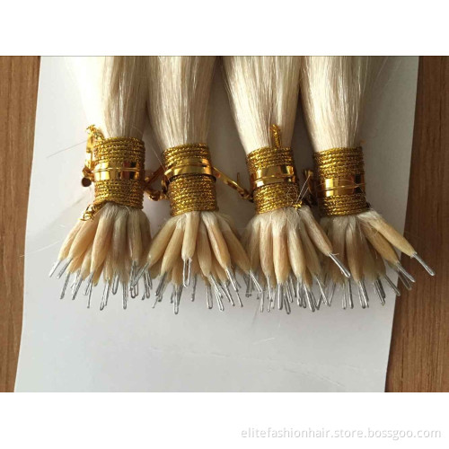 Wholesale high quality No any split ends straight double drawn remy human nano hair extensions Nano tip hair Nano Ring Hair